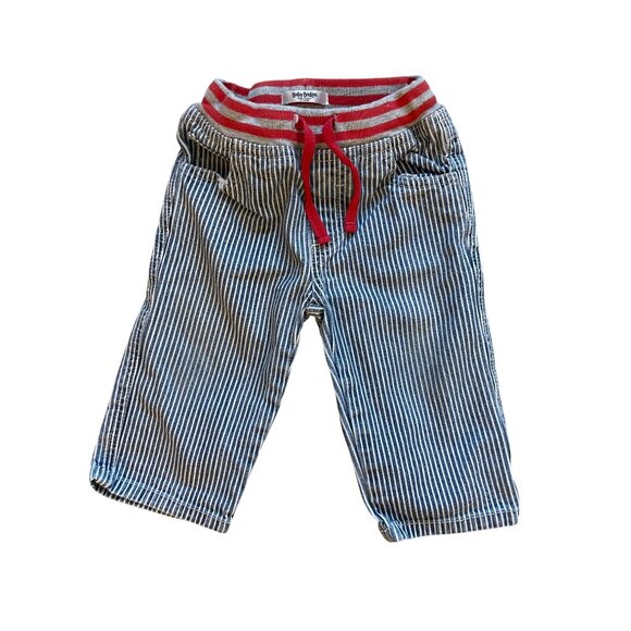 Baby Boden   Cotton Striped Conductor Pants With Red Drawstring & Pockets - Picture 1 of 7